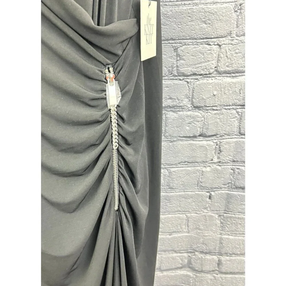 Chico's Dress Black Solid Zip Knit Kit Size 2 L 12 NWT - Picture 8 of 10